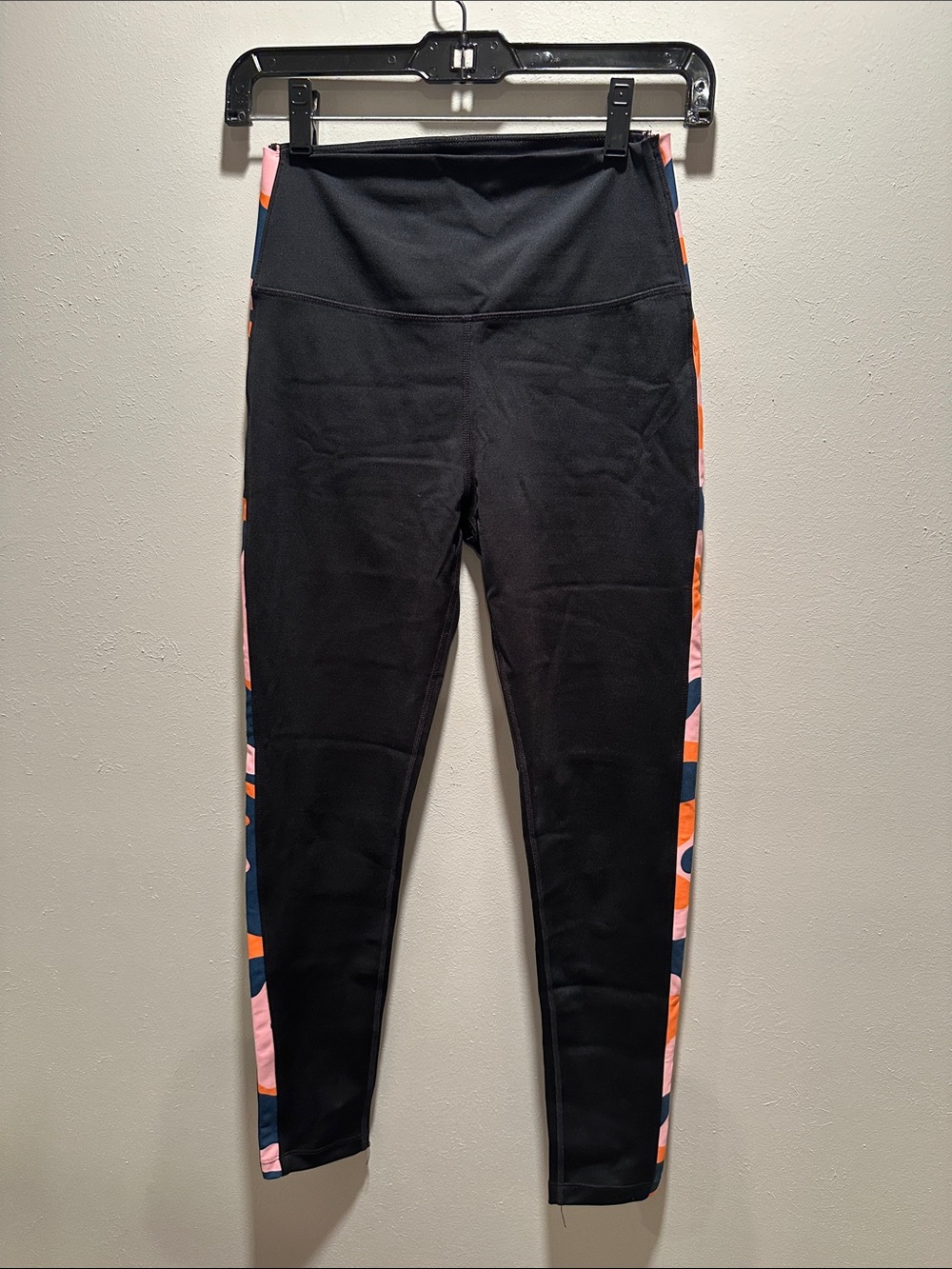 Splits59 Black Leggings with Pink Orange and Blue Side Panels